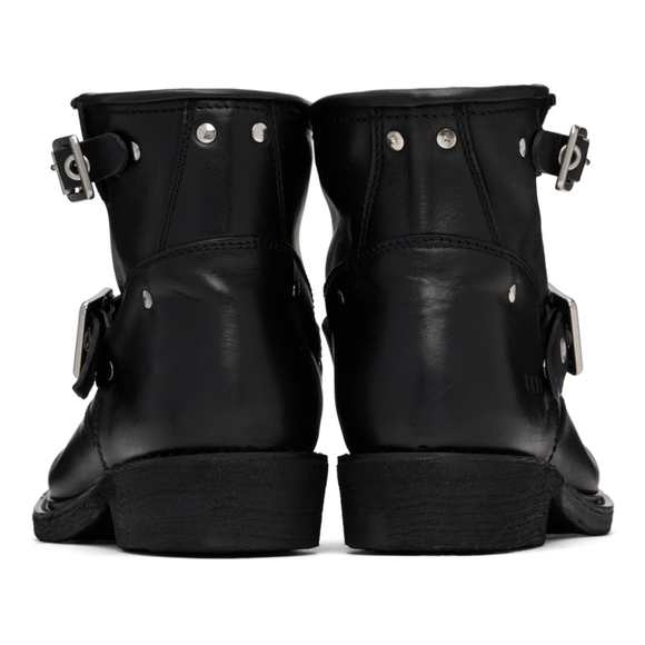 GOLDEN GOOSE Black Leather Biker Low Boots Booties EU 37 US 7 Org $750 - Picture 4 of 15